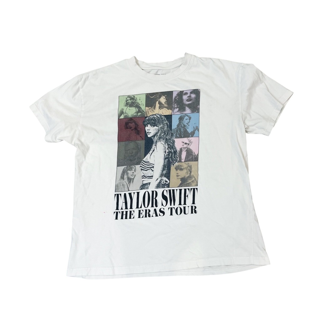 Taylor Swift The Eras Tour 2023 Concert Tee White Large Graphic Tour Dates